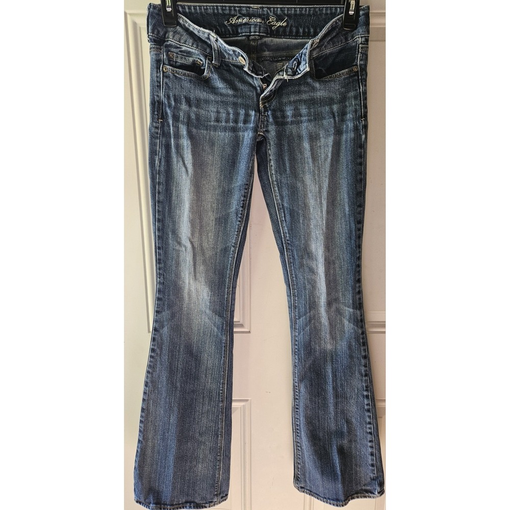 American Eagle Artist Jeans Womens 2 Long Bootcut Stretch Medium Wash 32x26 Low